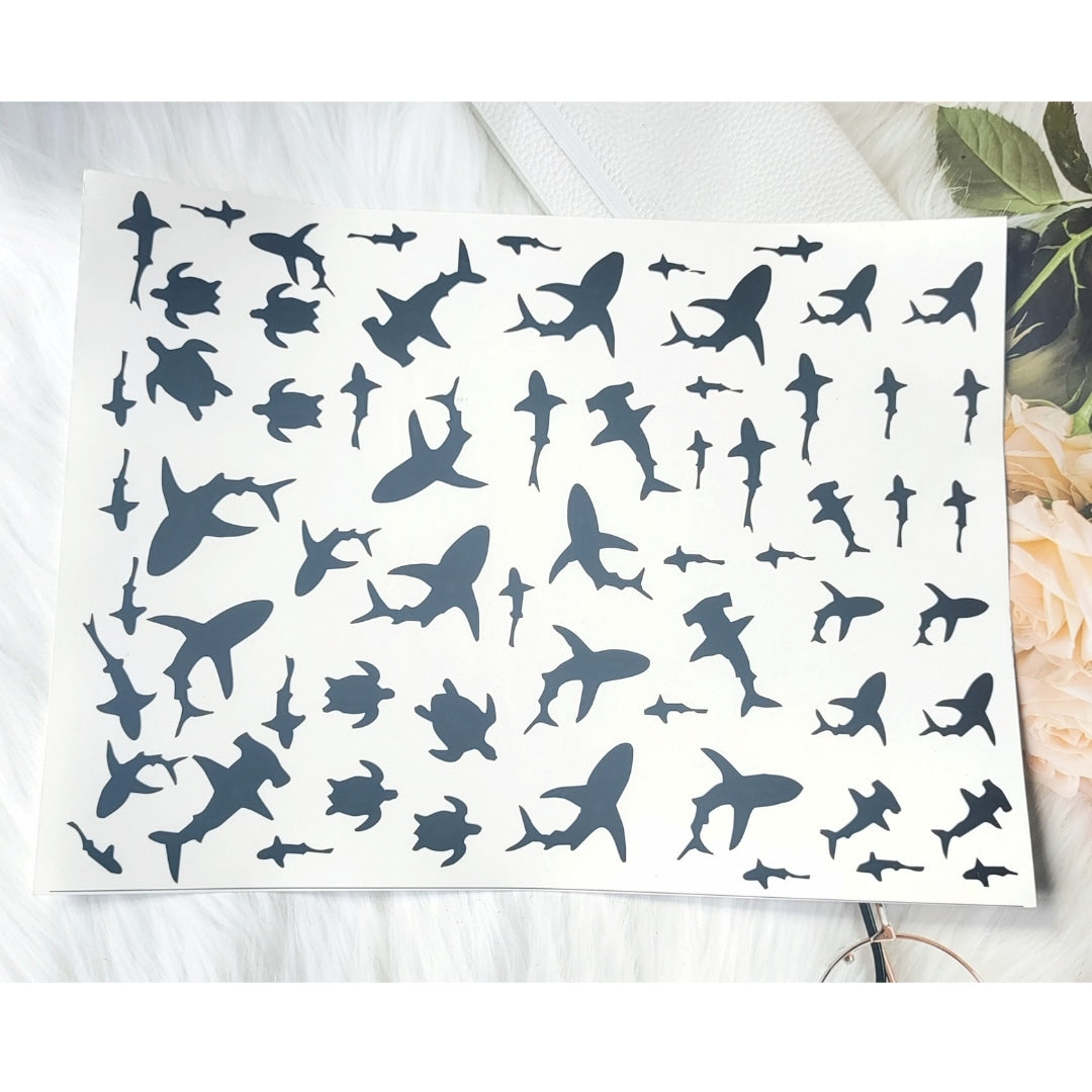 B/w Beach Theme Sticker Sheet D7