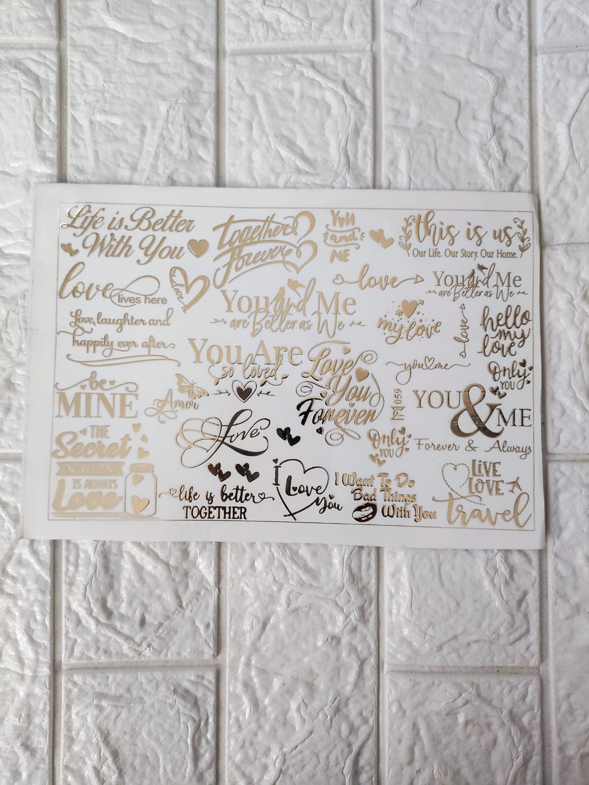 You & Me Embossed Sticker Sheet A5 - D61