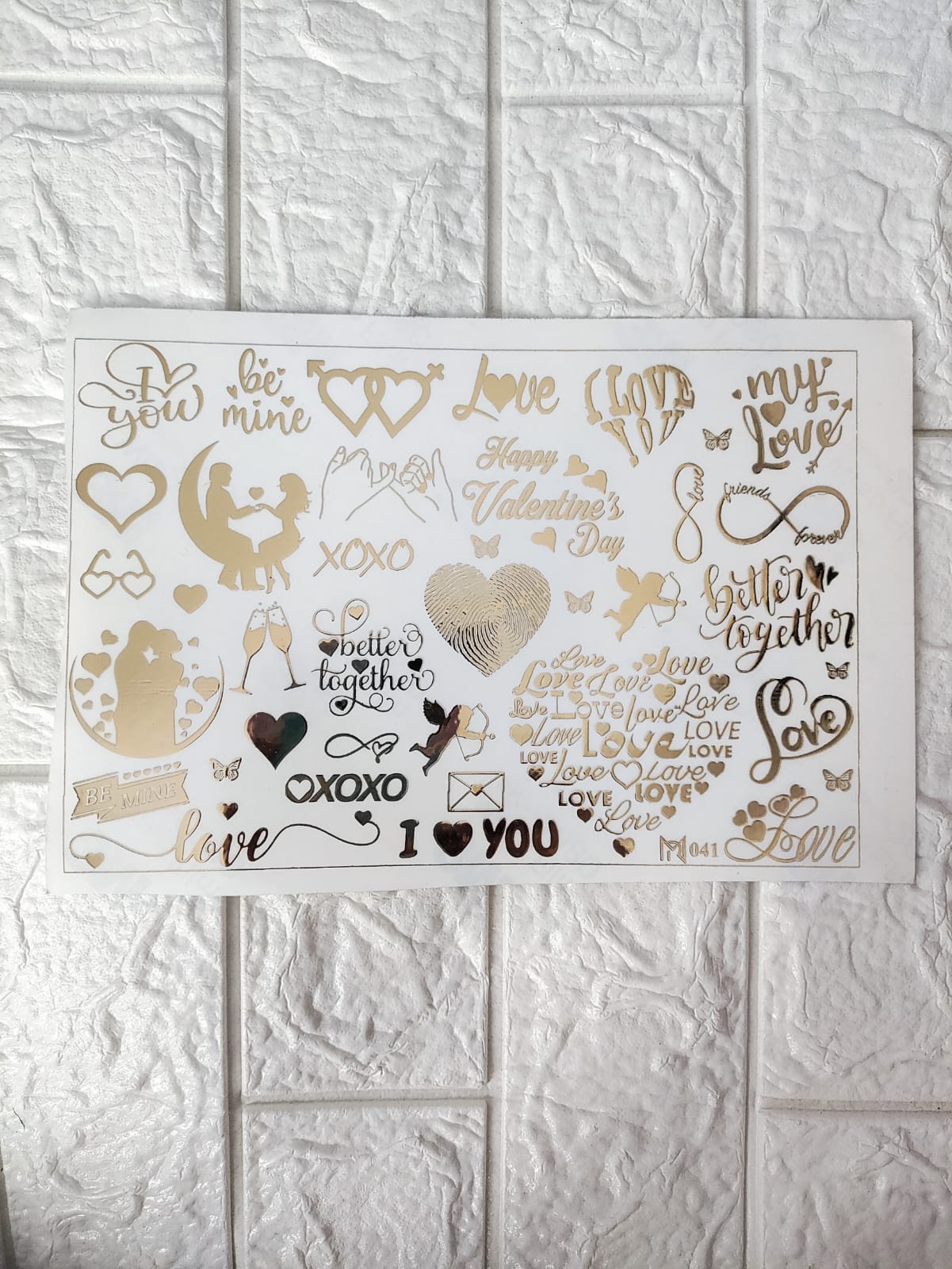 Valentine's day Embossed Sticker Sheet A5 - D67