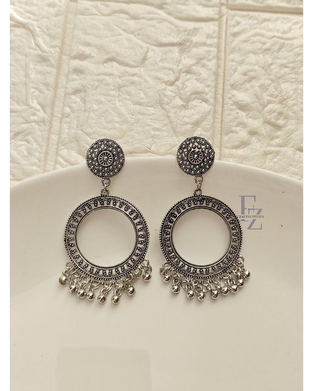 Silver Round 24mm Jhumka Base - 1 Pair