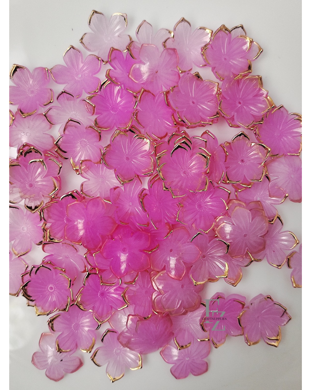 Acrylic 5 Petal Flowers - Rani Pink
