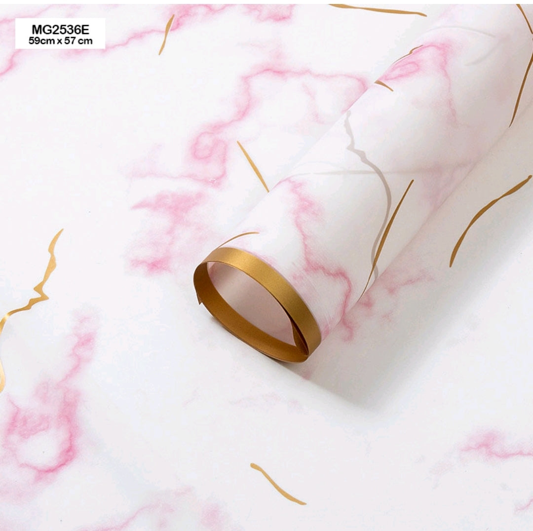 Marble Pink Bouquet Wrapping Sheet - 5 Sheets