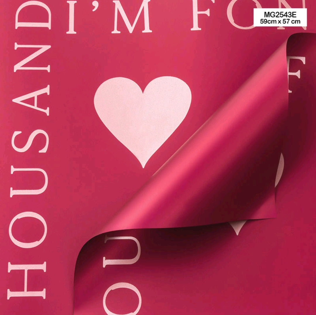 Red wordings Bouquet Wrapping Sheet - 5 sheets