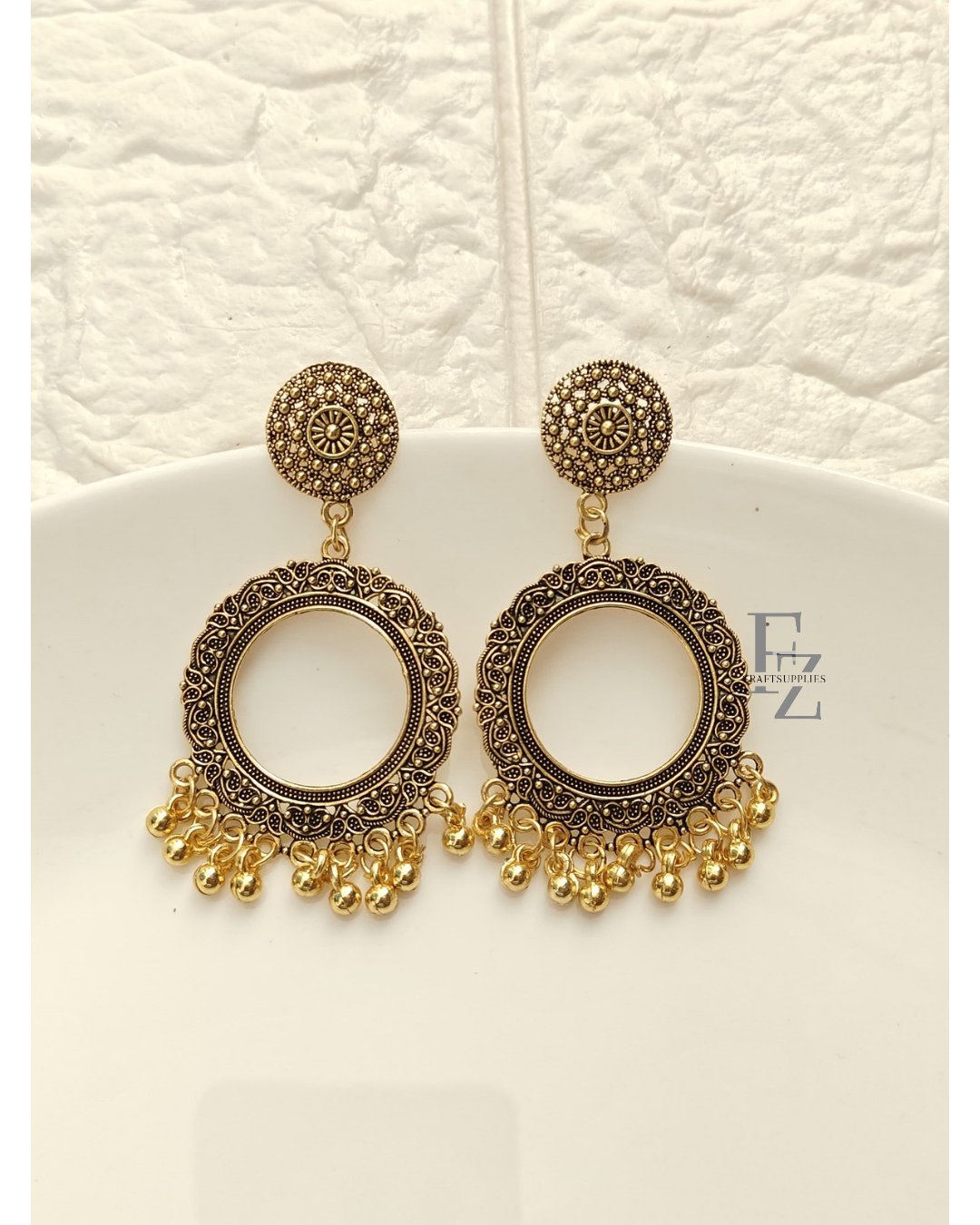 Gold Round 22mm Jhumka Base - 1 Pair