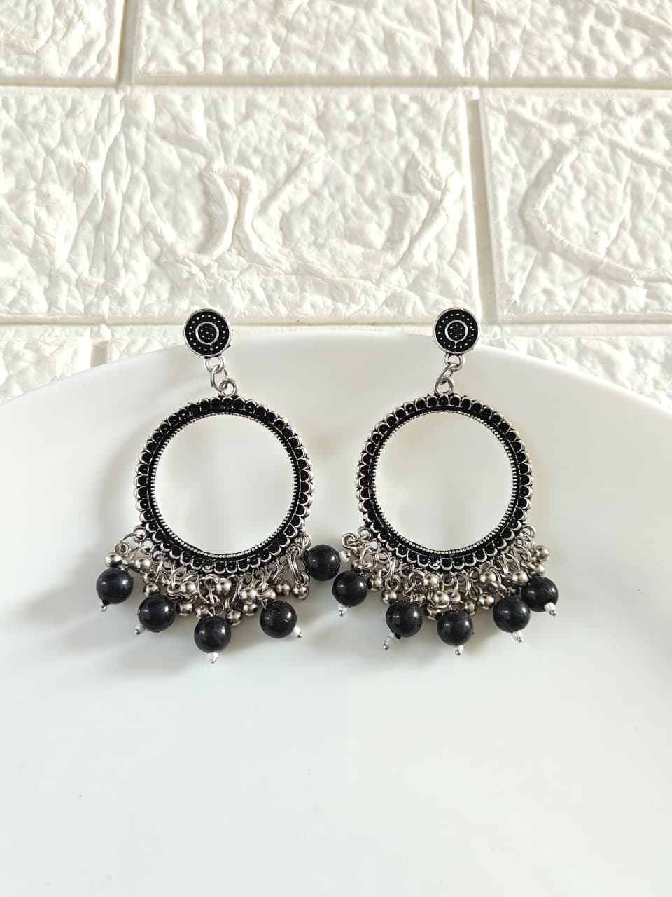 Round Black Beaded Jhumka Base