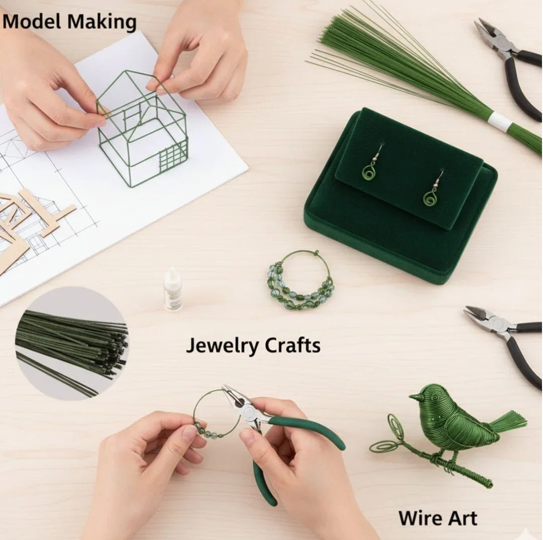 Craft Wire Green 22 Gauge 12 Inches - 100 sticks