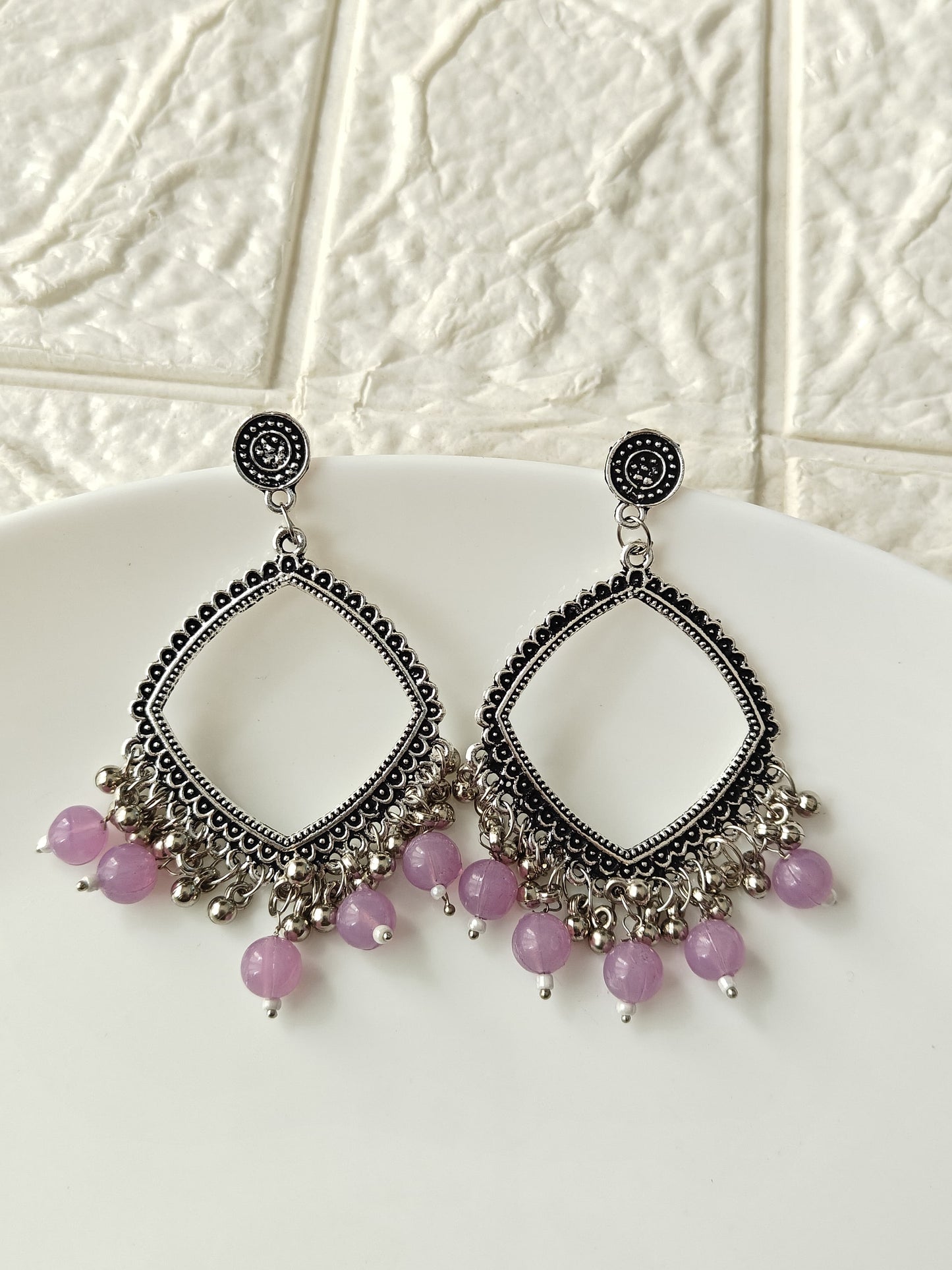 Square Lavender Beaded Jhumka Base