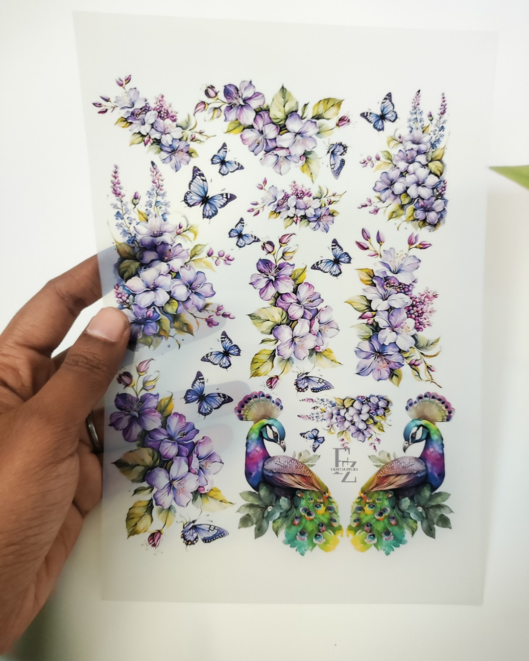 Peacock Floral Insert Sheet A5 - D47