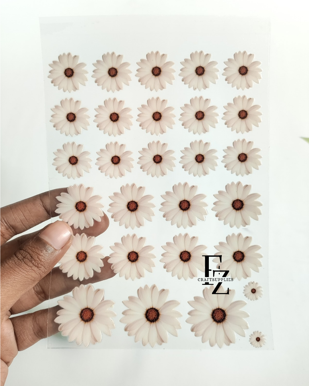 White Flower Peel Off Stickers - D43