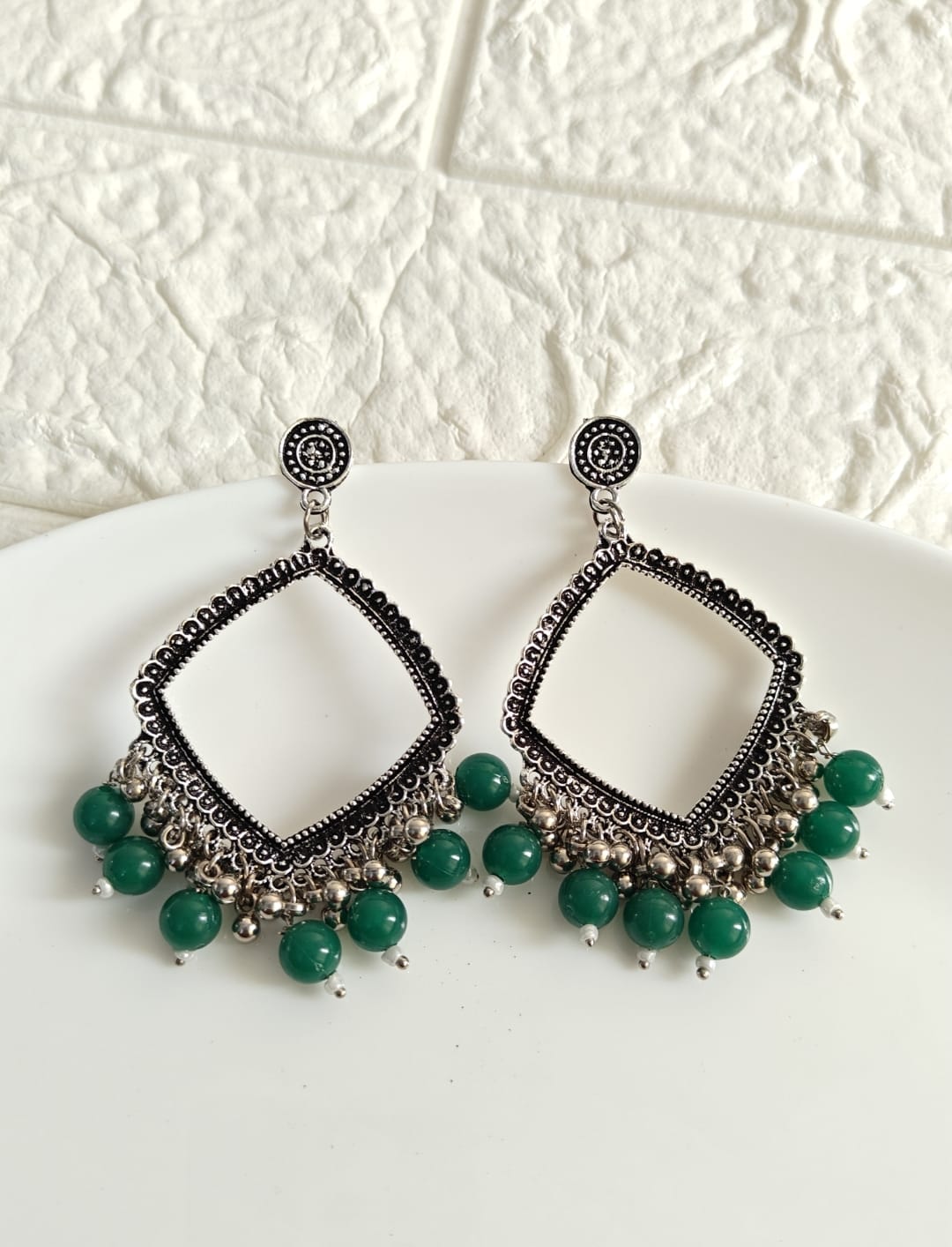 Green Square Beaded Jhumka Base