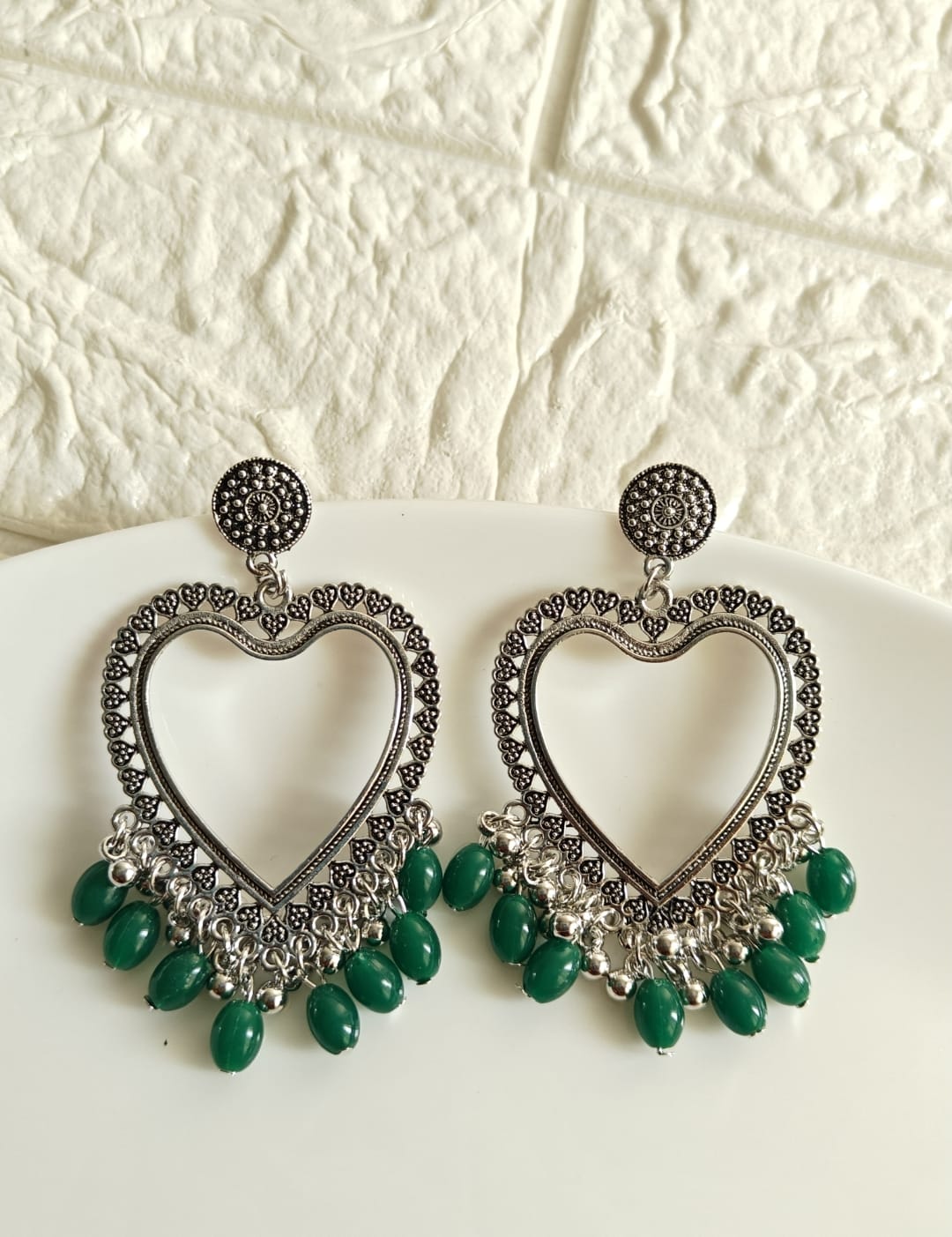 Heart Green Beaded Jhumka Base