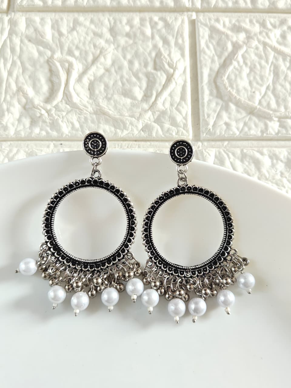 Round White Beaded Jhumka Base
