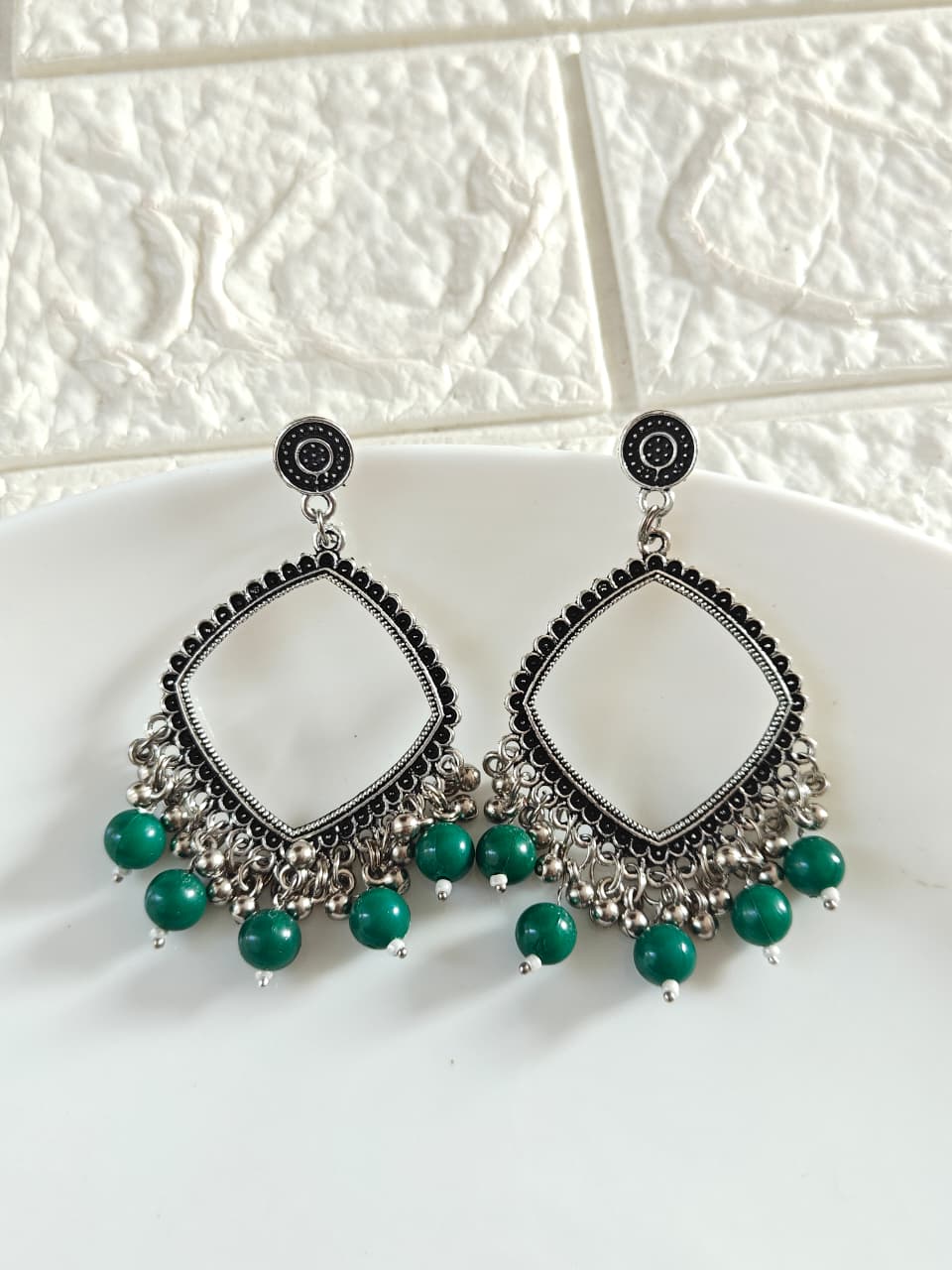 Green Square Beaded Jhumka Base