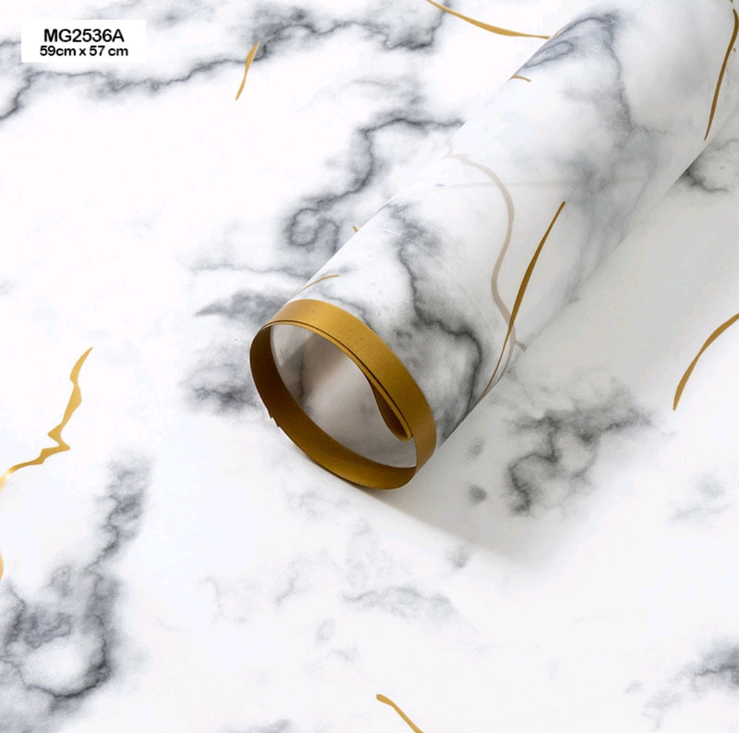 Marble Black Bouquet Wrapping Sheet - 5 Sheets