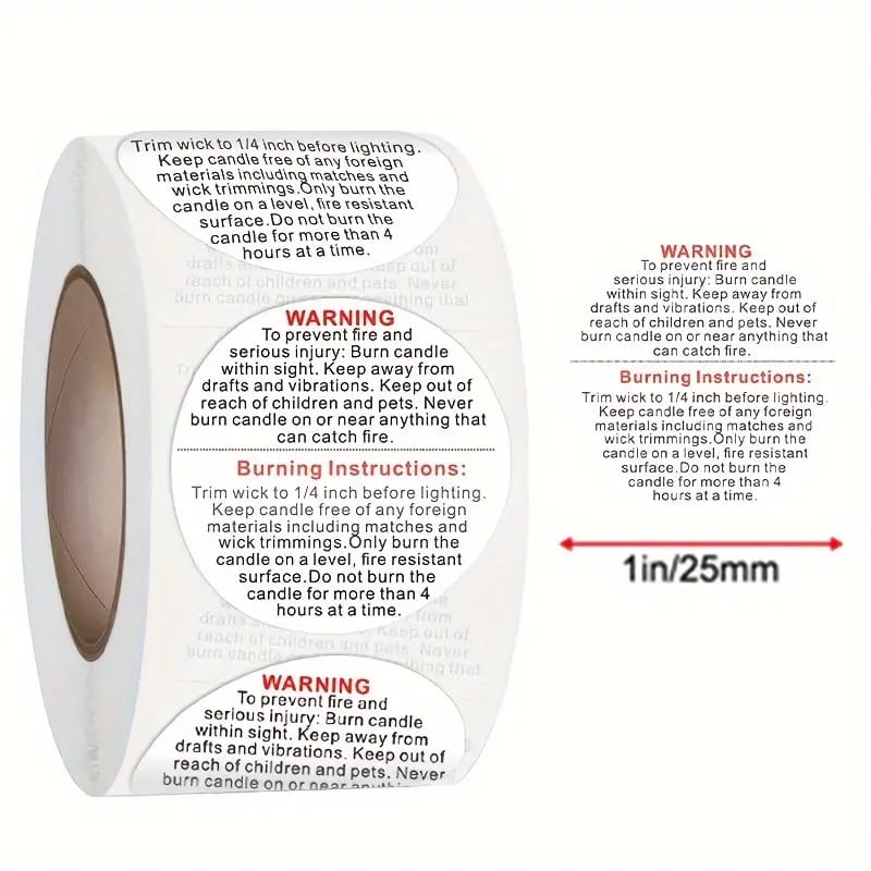 Warning Stickers for Candle