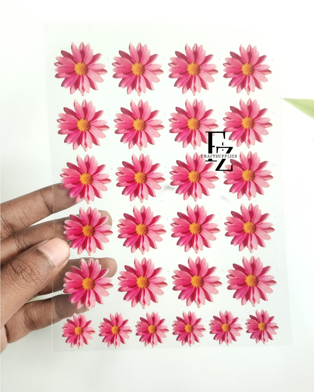 Pink flower Peel Off Stickers - D42