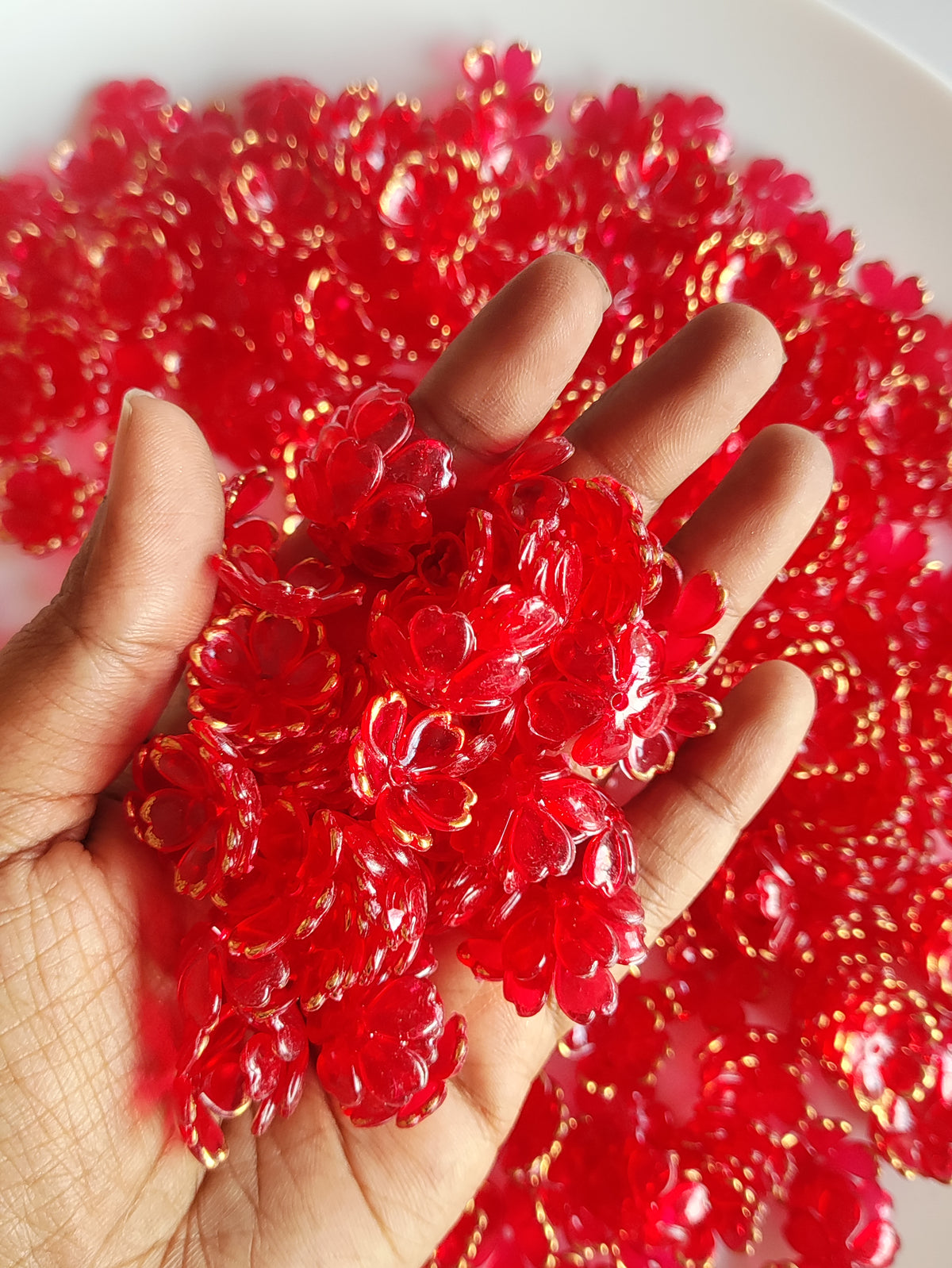 Acrylic Flower Transparent Red