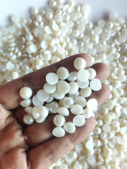 Pearl Cut Beads Half White 8mm - 20grams