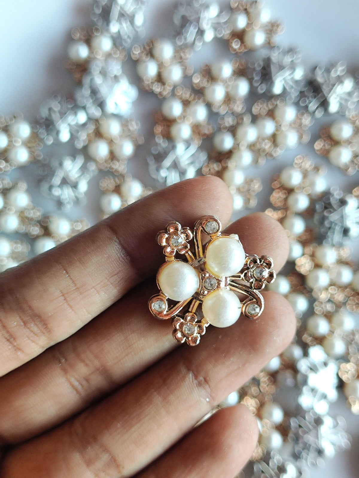 Designer 3 Pearl Brooch Embellishment - 1 Piece