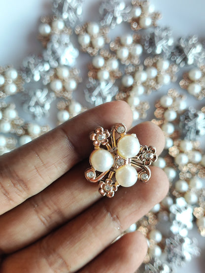Designer 3 Pearl Brooch Embellishment - 1 Piece