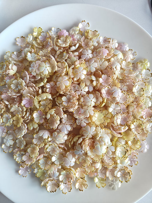 Dual Shade Acrylic Flower Beads Peach - 20 grams