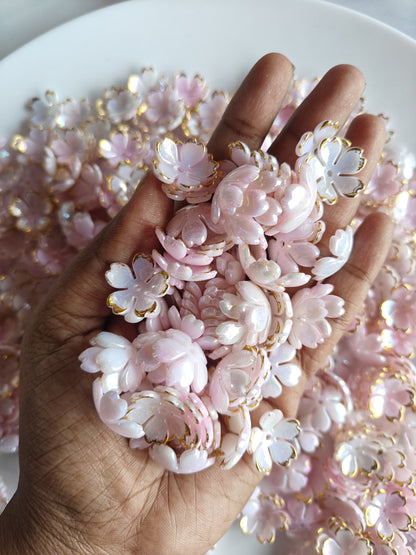 Dual Shade Acrylic Flower Beads Pink - 20 grams