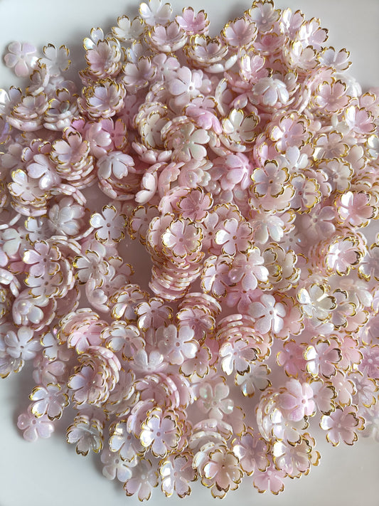 Dual Shade Acrylic Flower Beads Pink - 20 grams