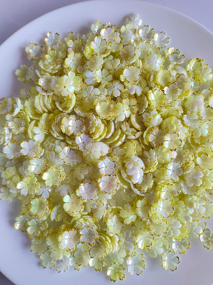 Dual Shade Acrylic Flower Beads Pale Yellow - 20 grams