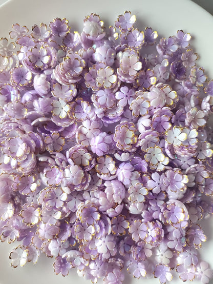 Dual Shade Acrylic Flower Beads Purple - 20 grams
