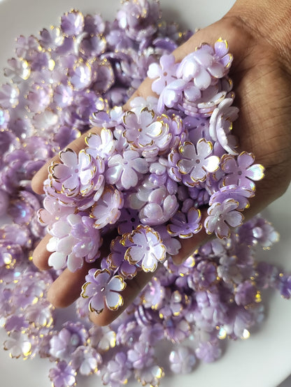 Dual Shade Acrylic Flower Beads Purple - 20 grams