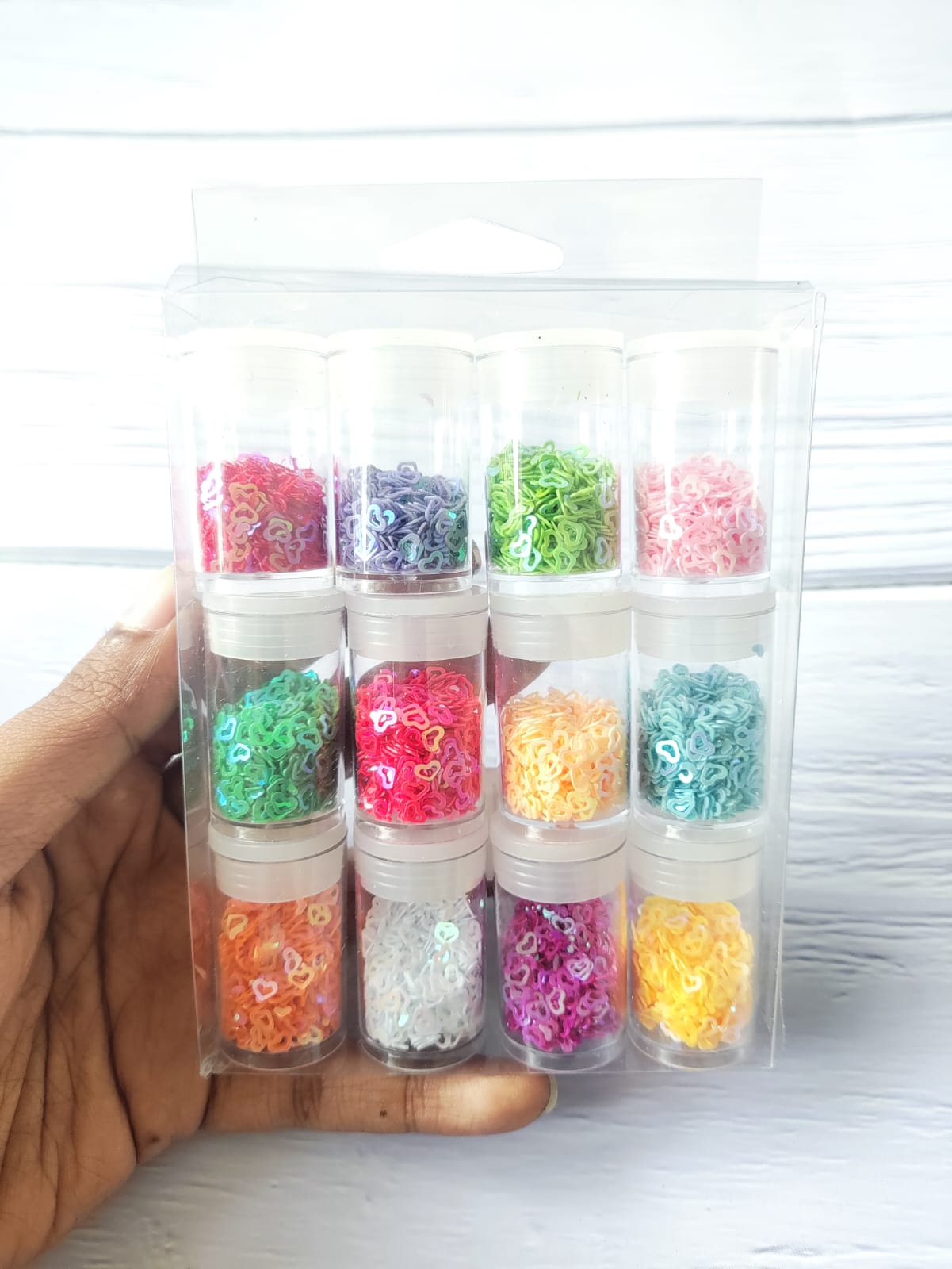 Glitter Hollow Heart Shaker Set