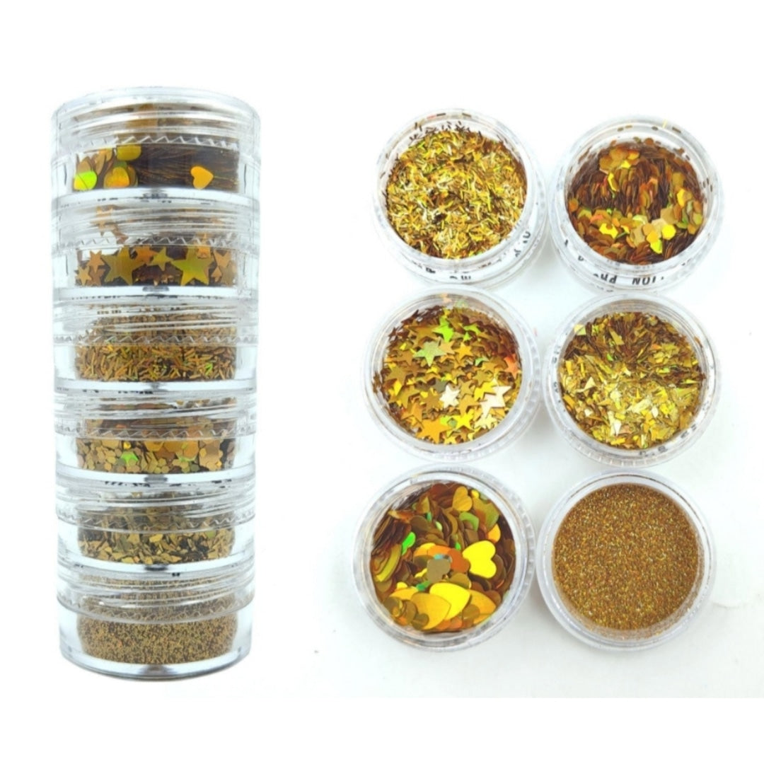 6 in 1 Glitter chunks - Gold