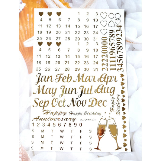 Calendar Embossed Sticker sheet A5 - D6