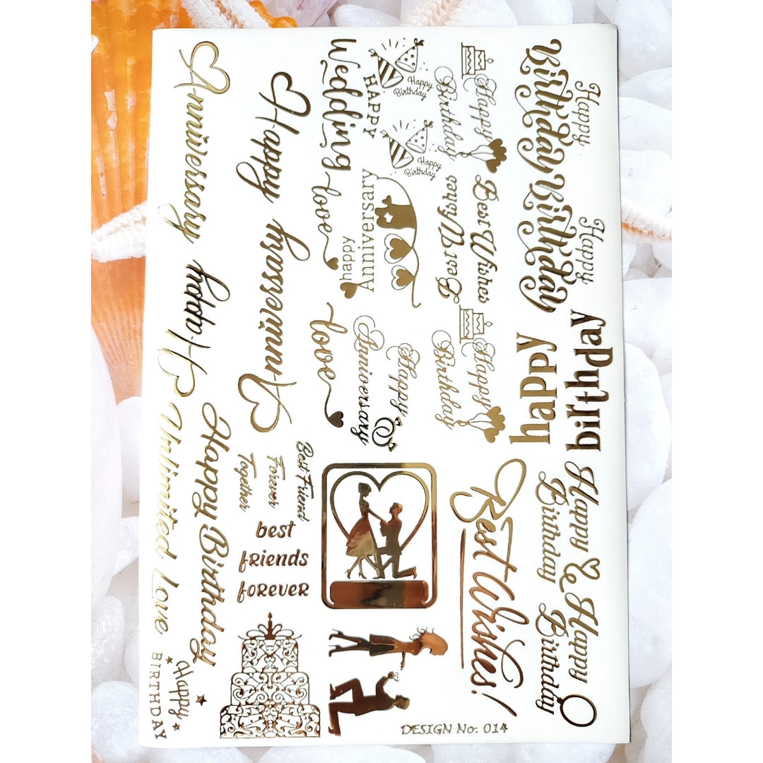 Happy Anniversary & Birthday Embossed Sticker sheet A5 - D7