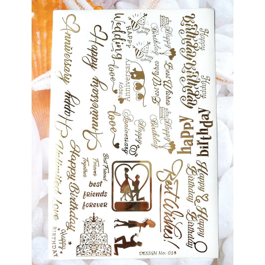 Happy Anniversary & Birthday Embossed Sticker sheet A5 - D7