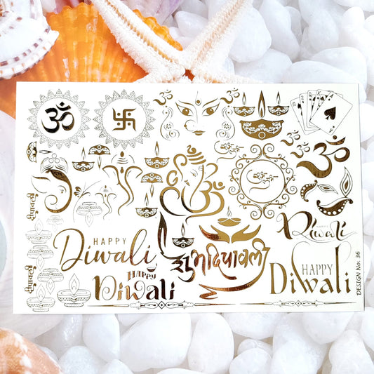 Diwali Embossed Sticker sheet A5 - D9