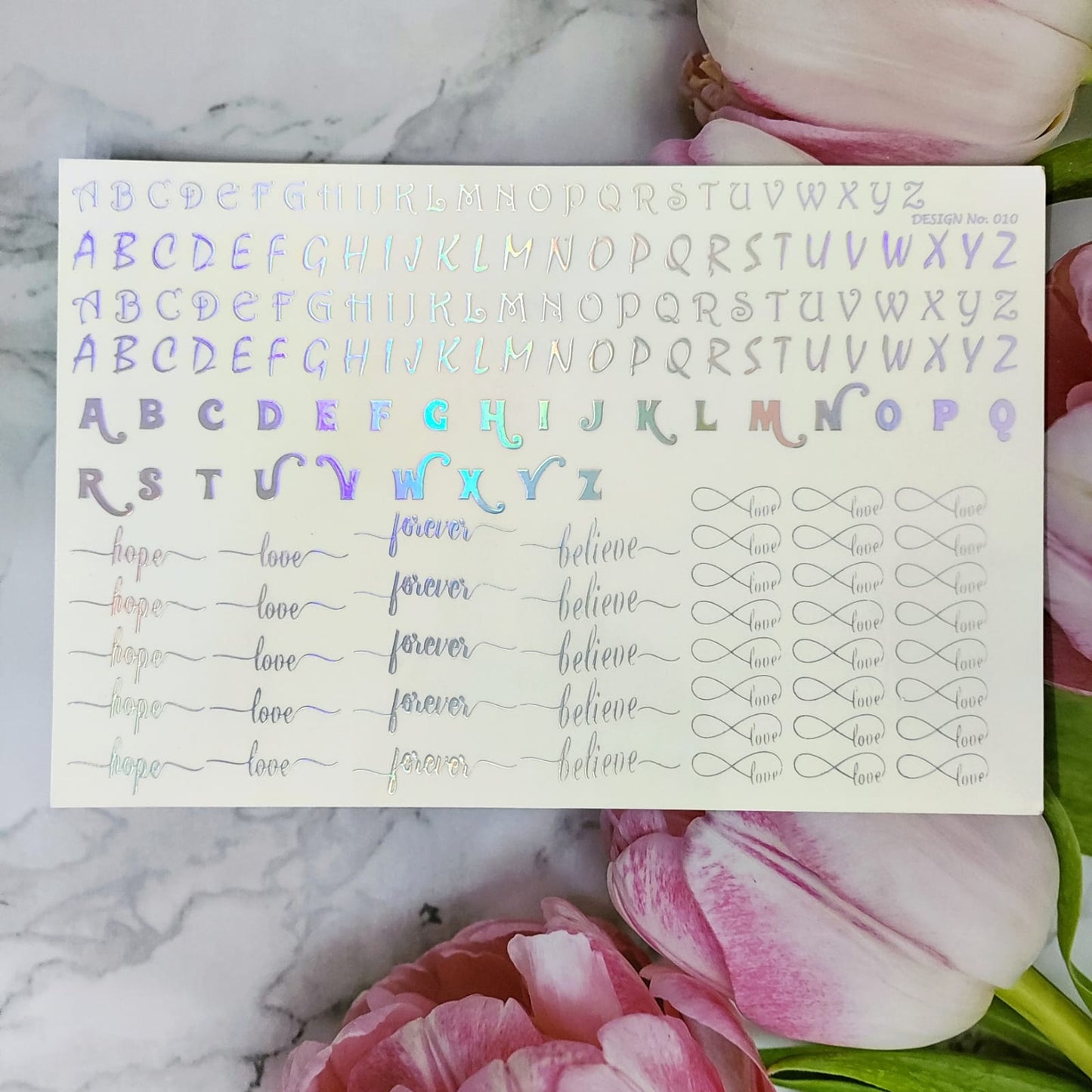 Alphabet Holographic Sticker sheet A5 - 08