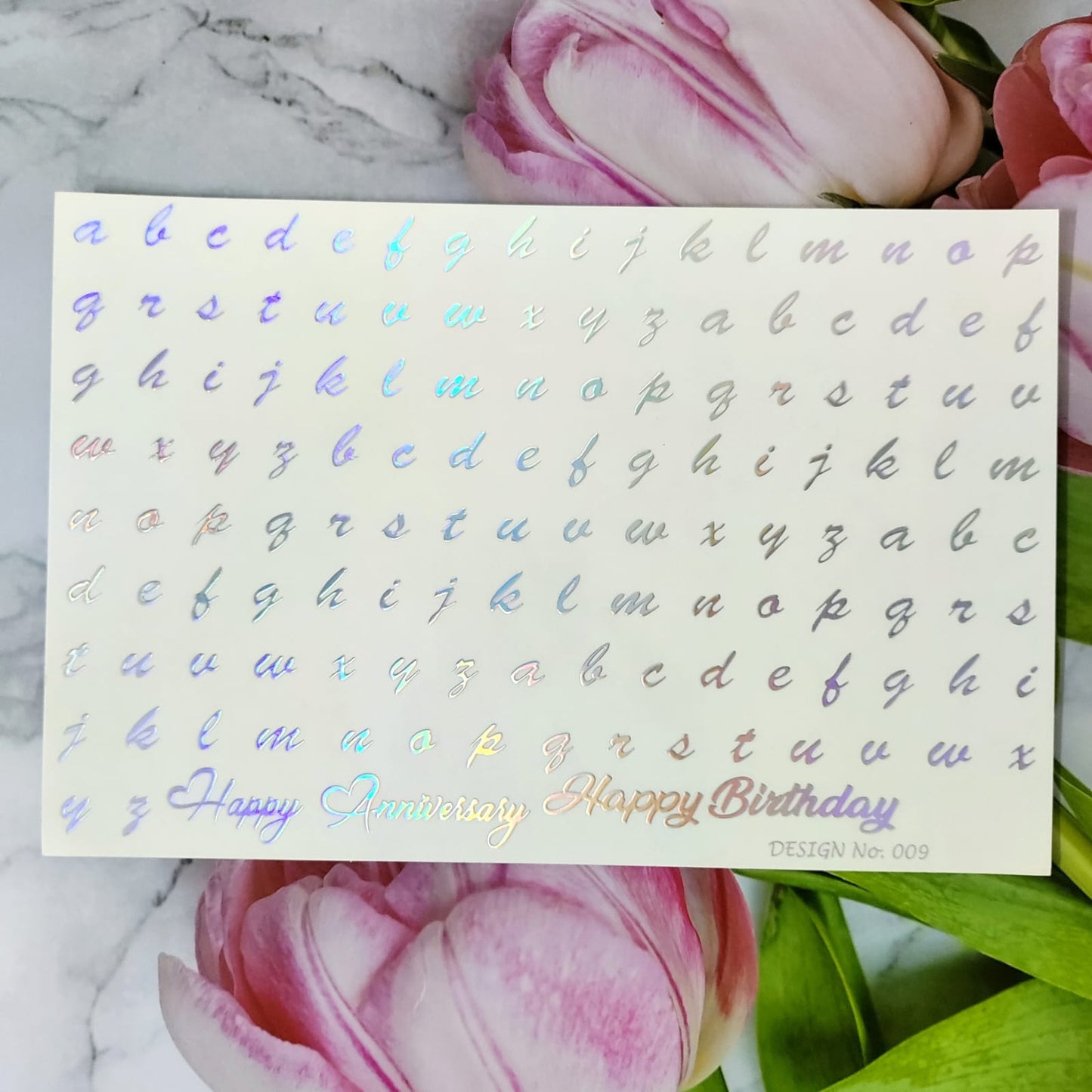 Alphabet Holographic Sticker sheet A5 - 10