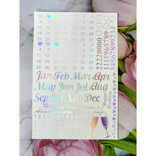 Calendar Holographic Sticker sheet A5 - 14