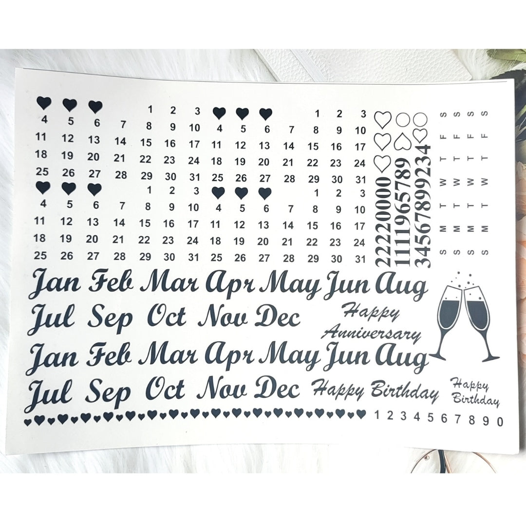 B/w Calendar Sticker Sheet D8