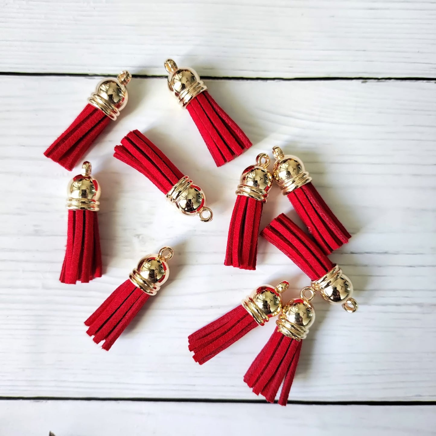 Leather tassels - Red