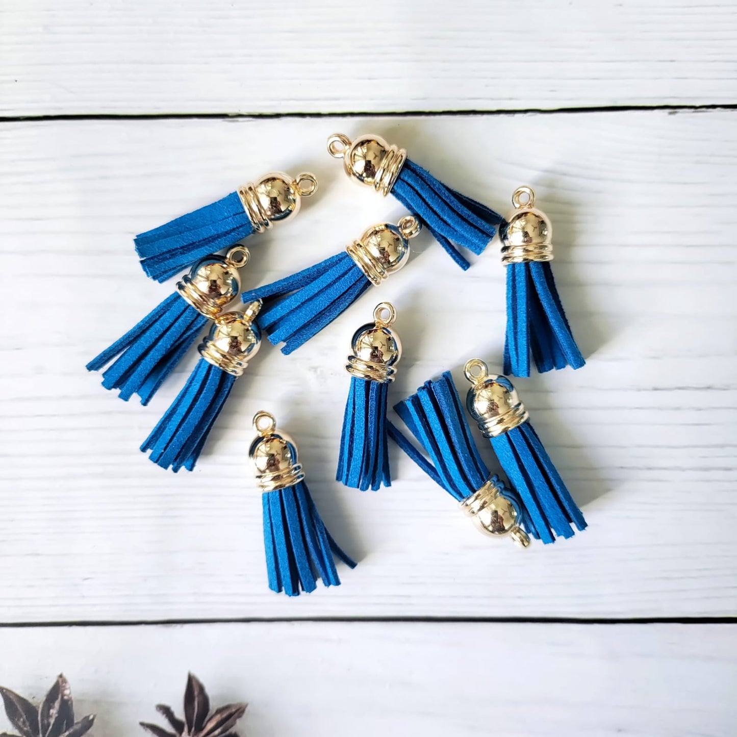 Leather tassels - D.Blue