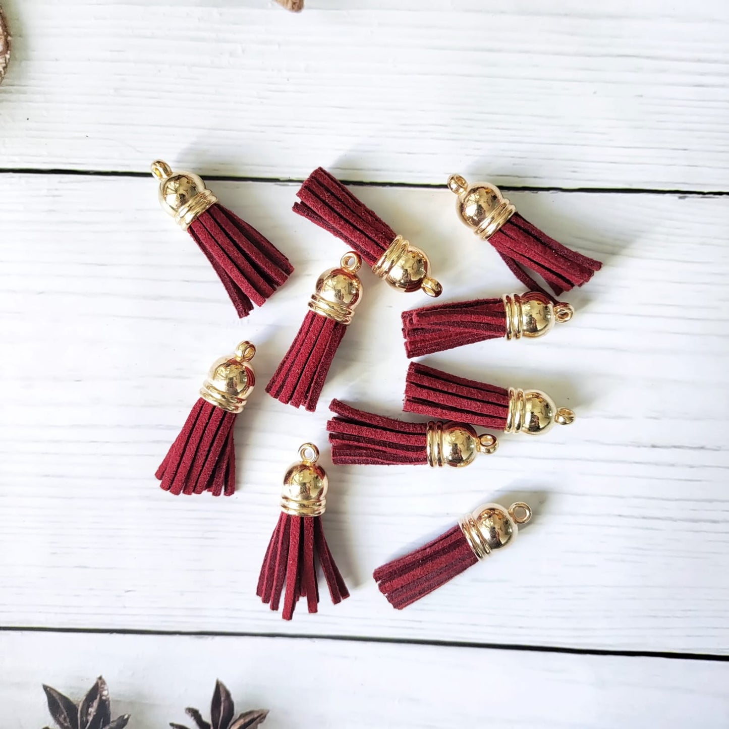 Leather tassels - Maroon