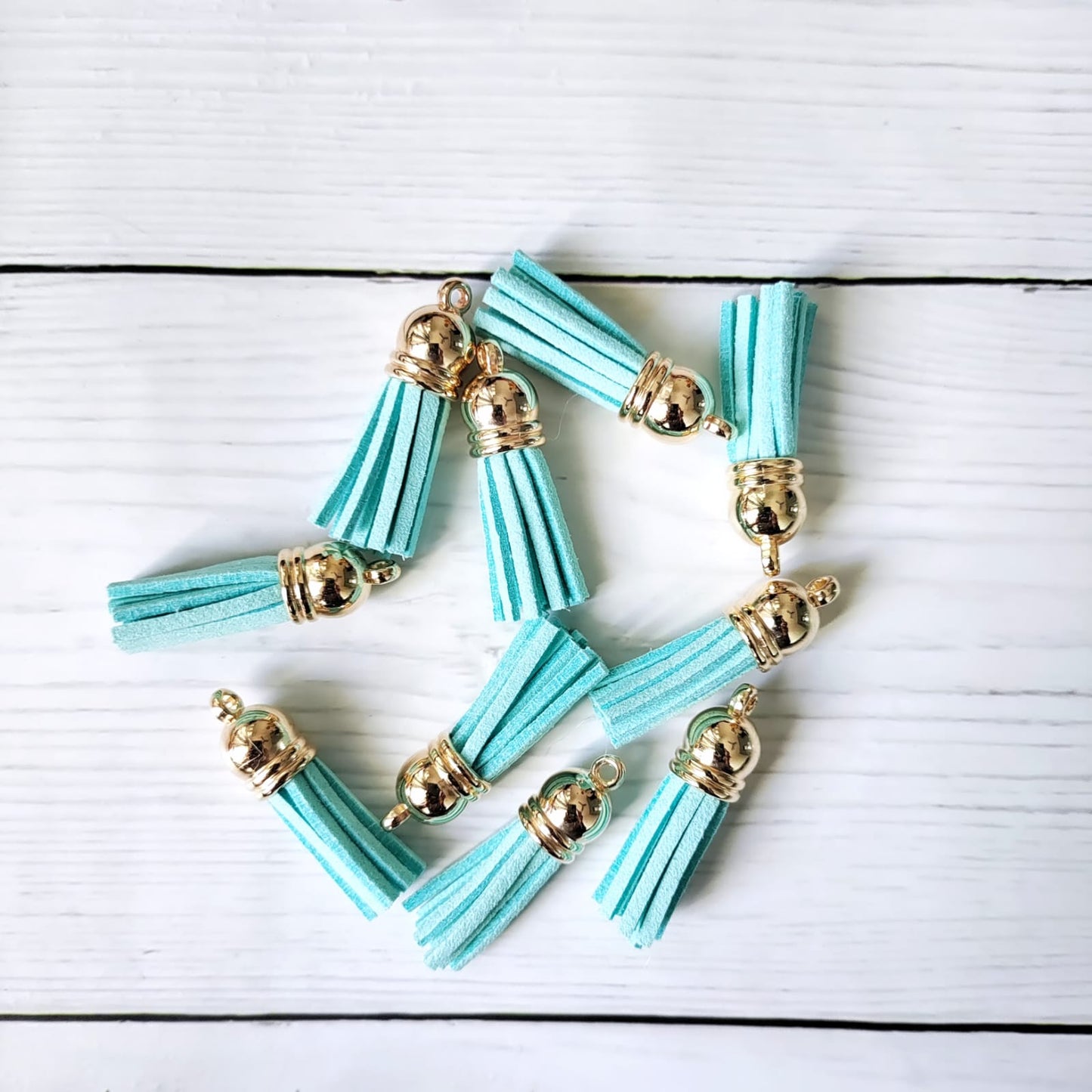 Leather tassels - Sky Blue