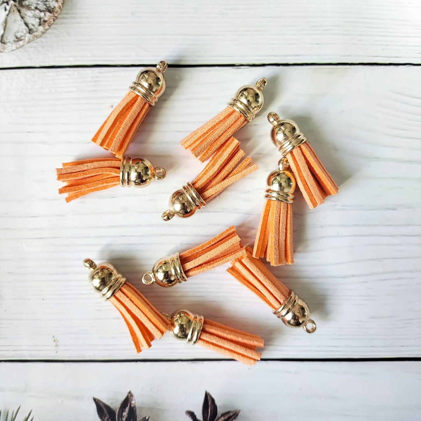 Leather tassels - Orange