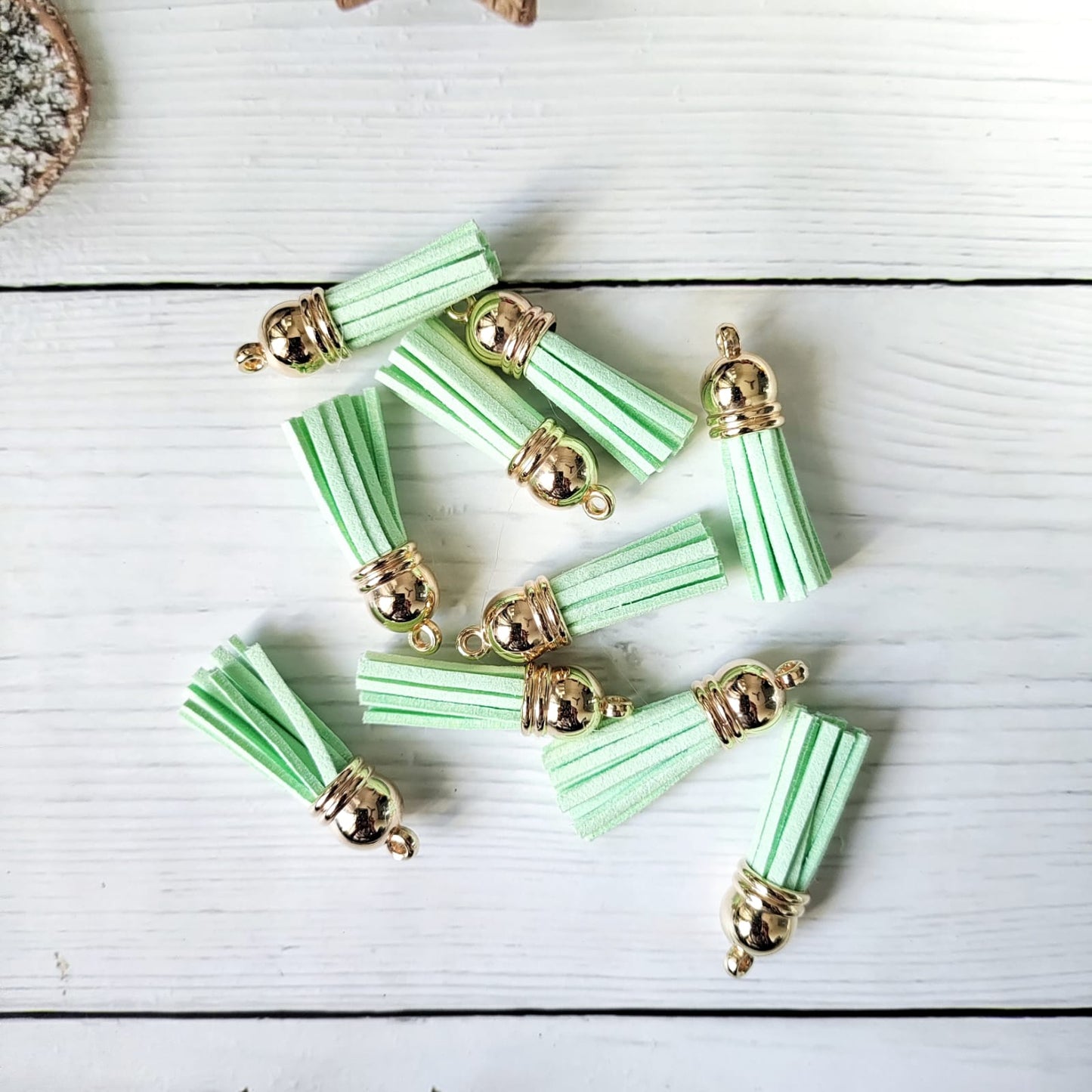 Leather tassels - Green