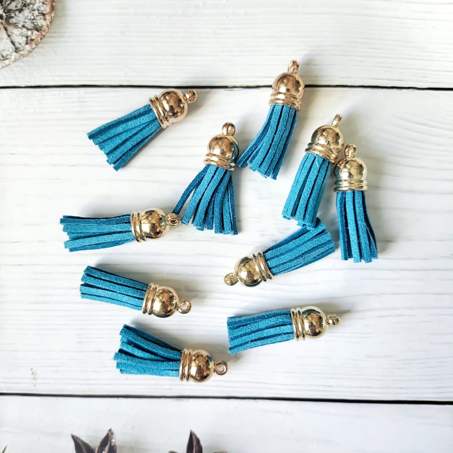 Leather tassels - Blue