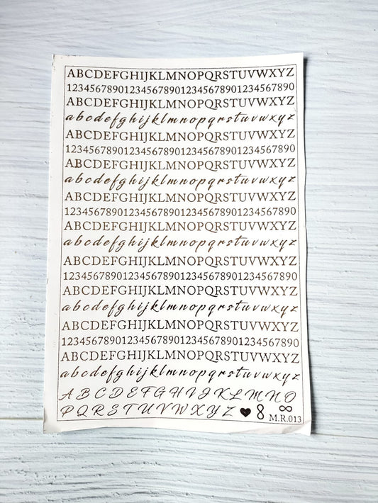 Alphabet Embossed Sticker Sheet A5 - D42