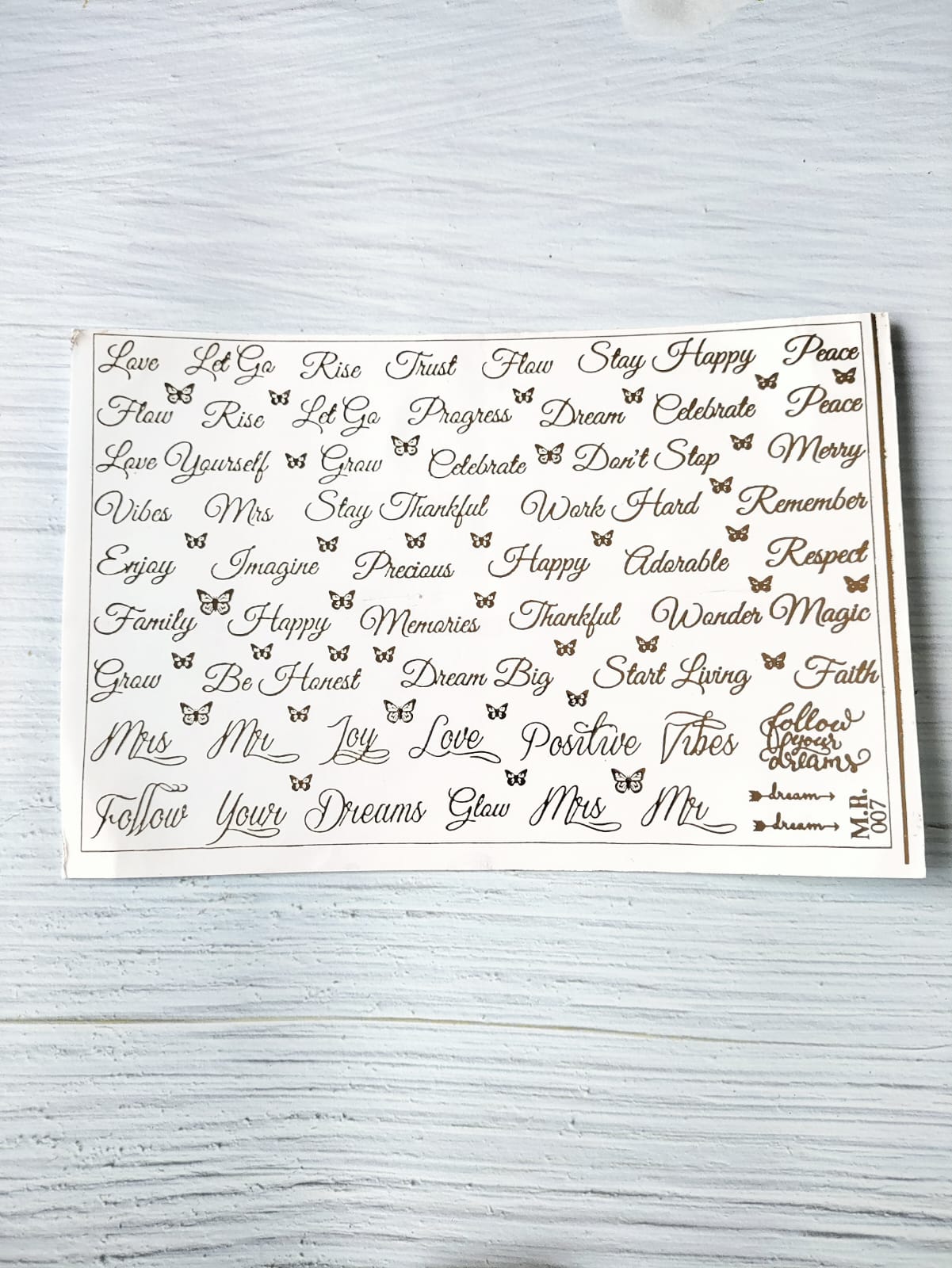 Mix words Embossed Sticker Sheet A5 - D36