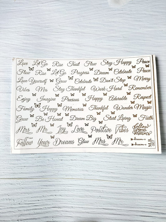 Mix words Embossed Sticker Sheet A5 - D36